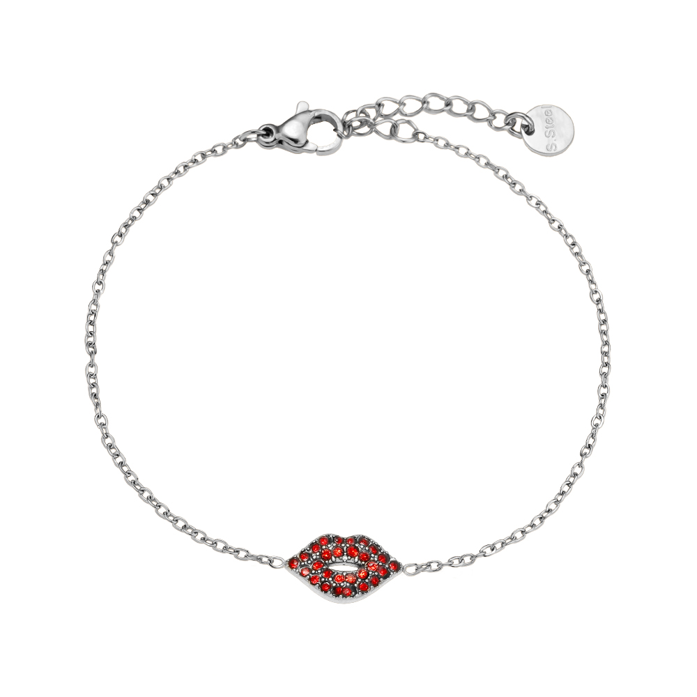 Stainless steel bracelet 17cm Diamond Red Lip