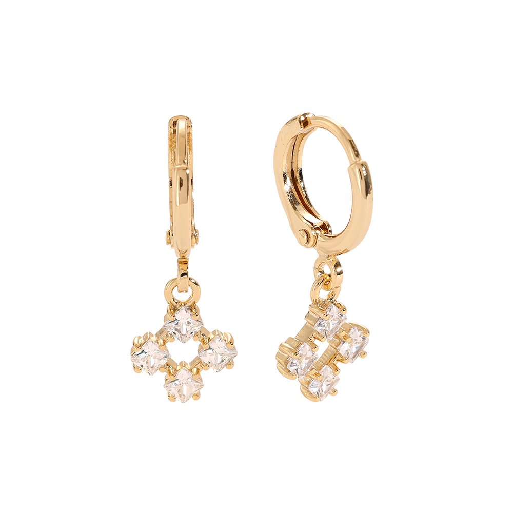 4 Mini Diamond Cubes Gold-plated Earrings   