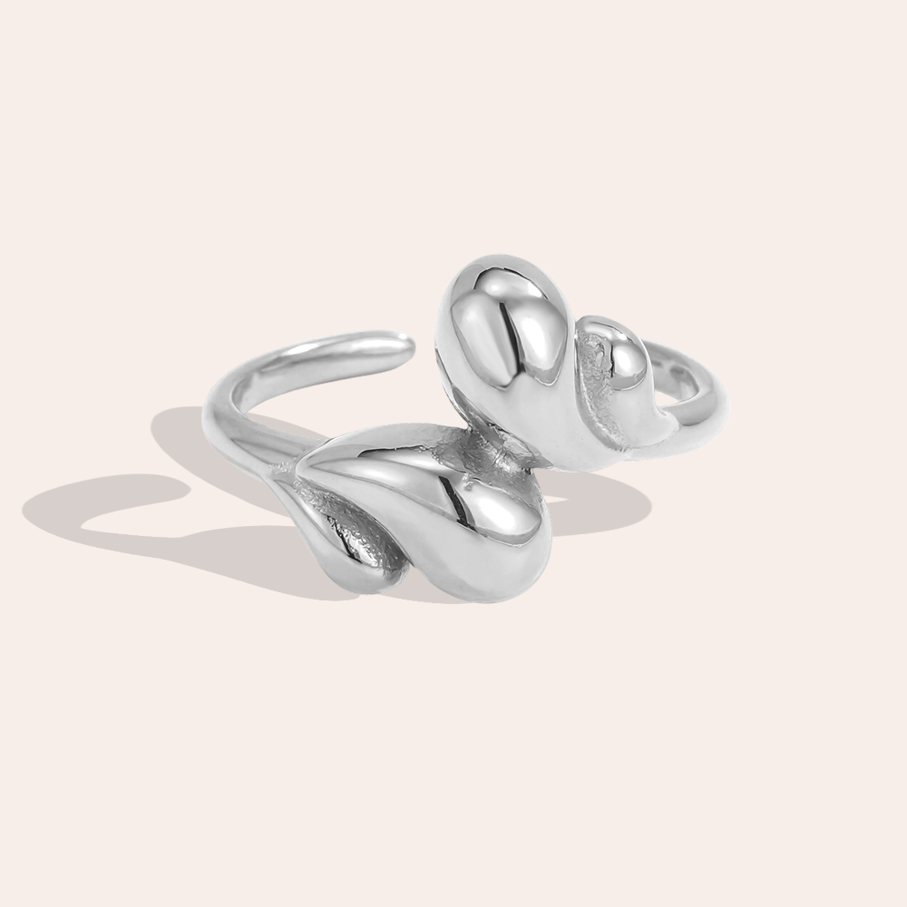 Stainless steel ring, adjustable, teardrop design, multi-purpose