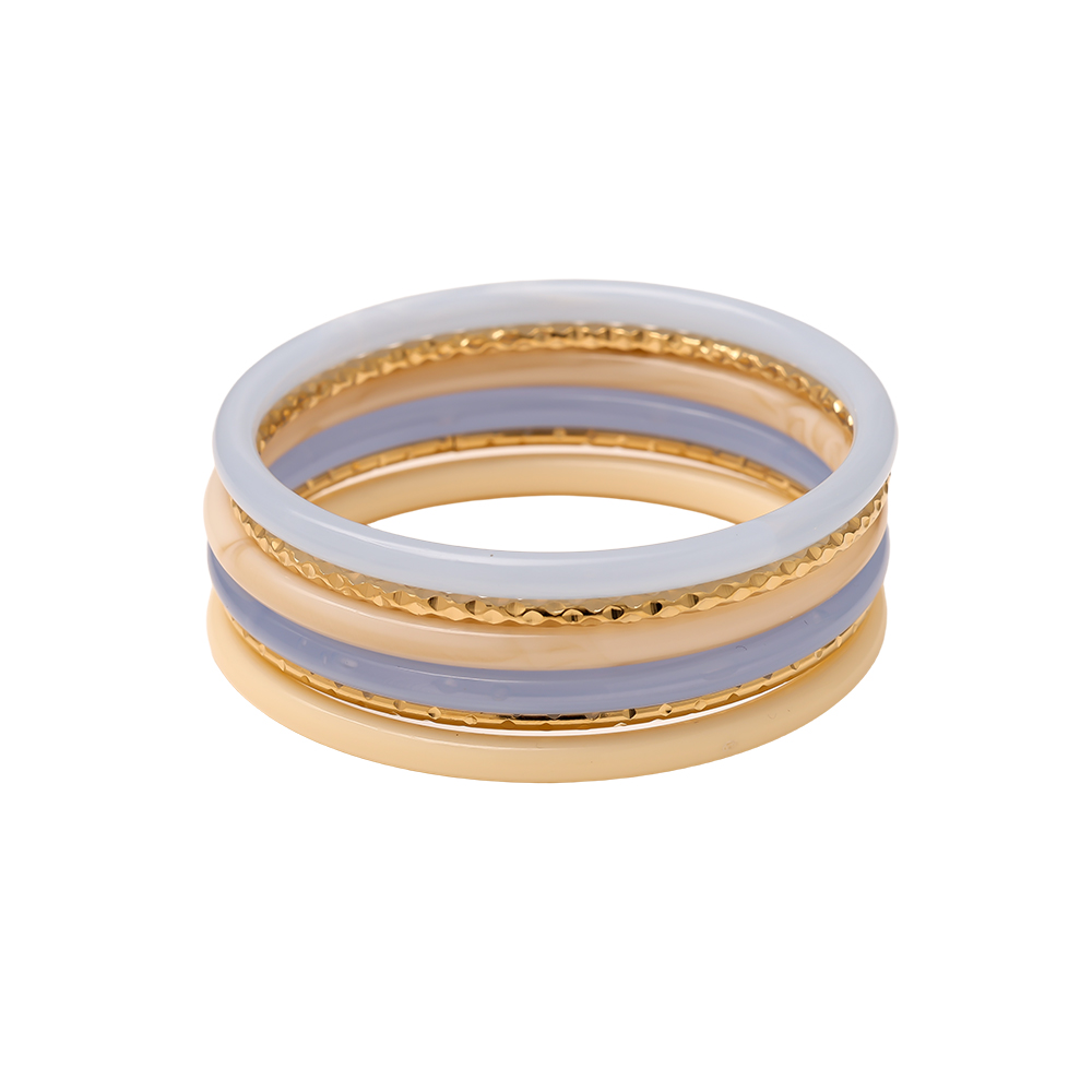 Stainless steel bangle set 6.5cm Width 6er Resin 