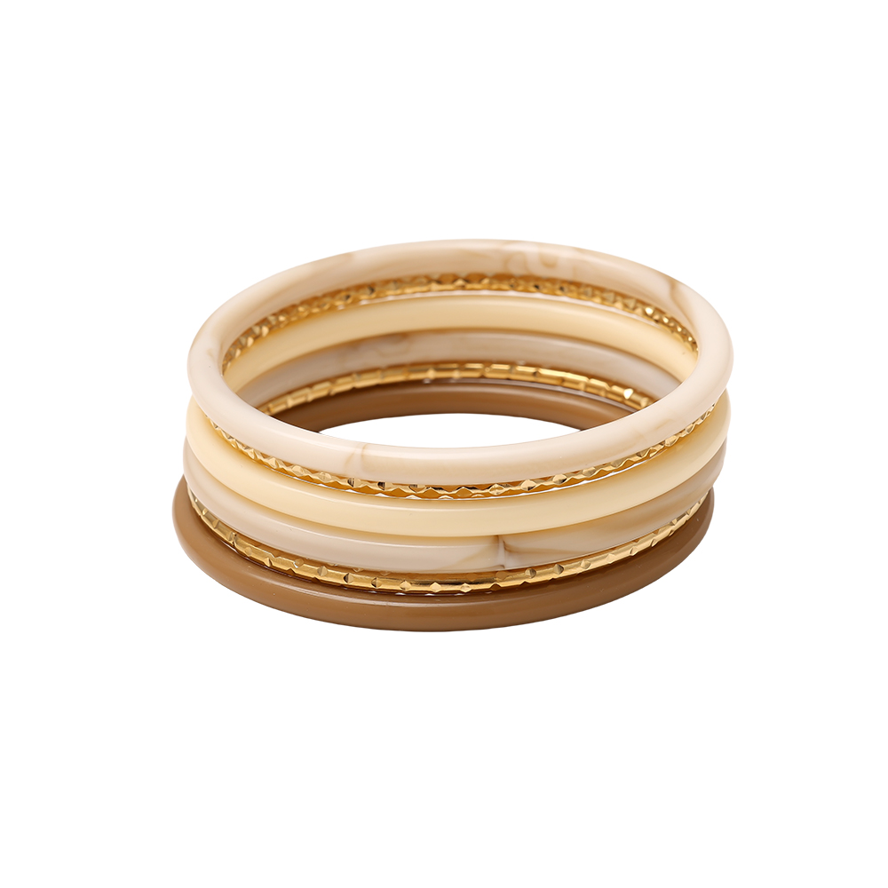Stainless steel bangle set 6.5cm Width 6er Resin 