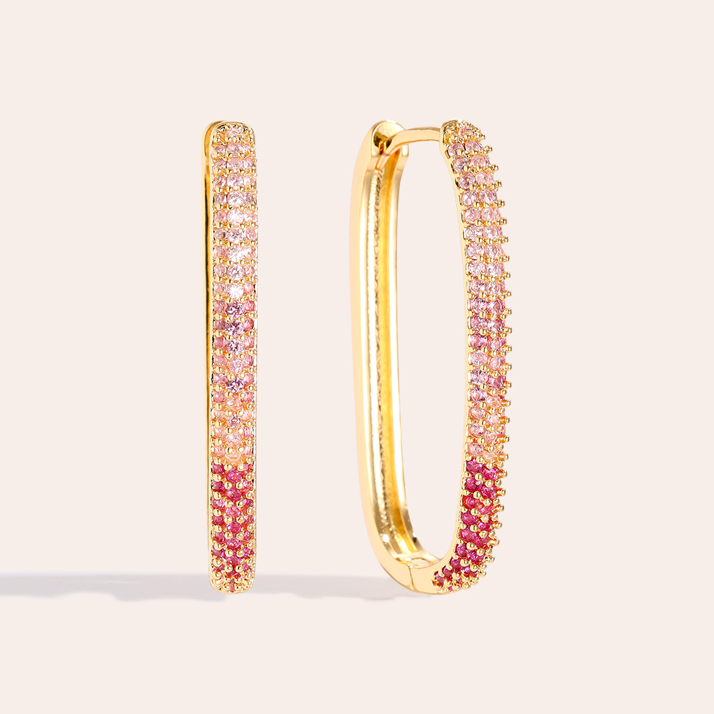 Gold-plated earrings 3cm Oval Diamond
