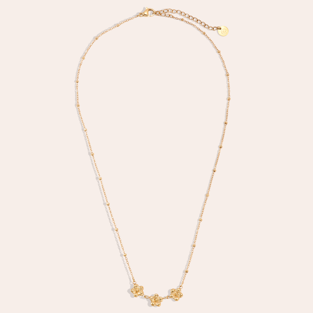 Stainless steel necklace 42cm mini flowers