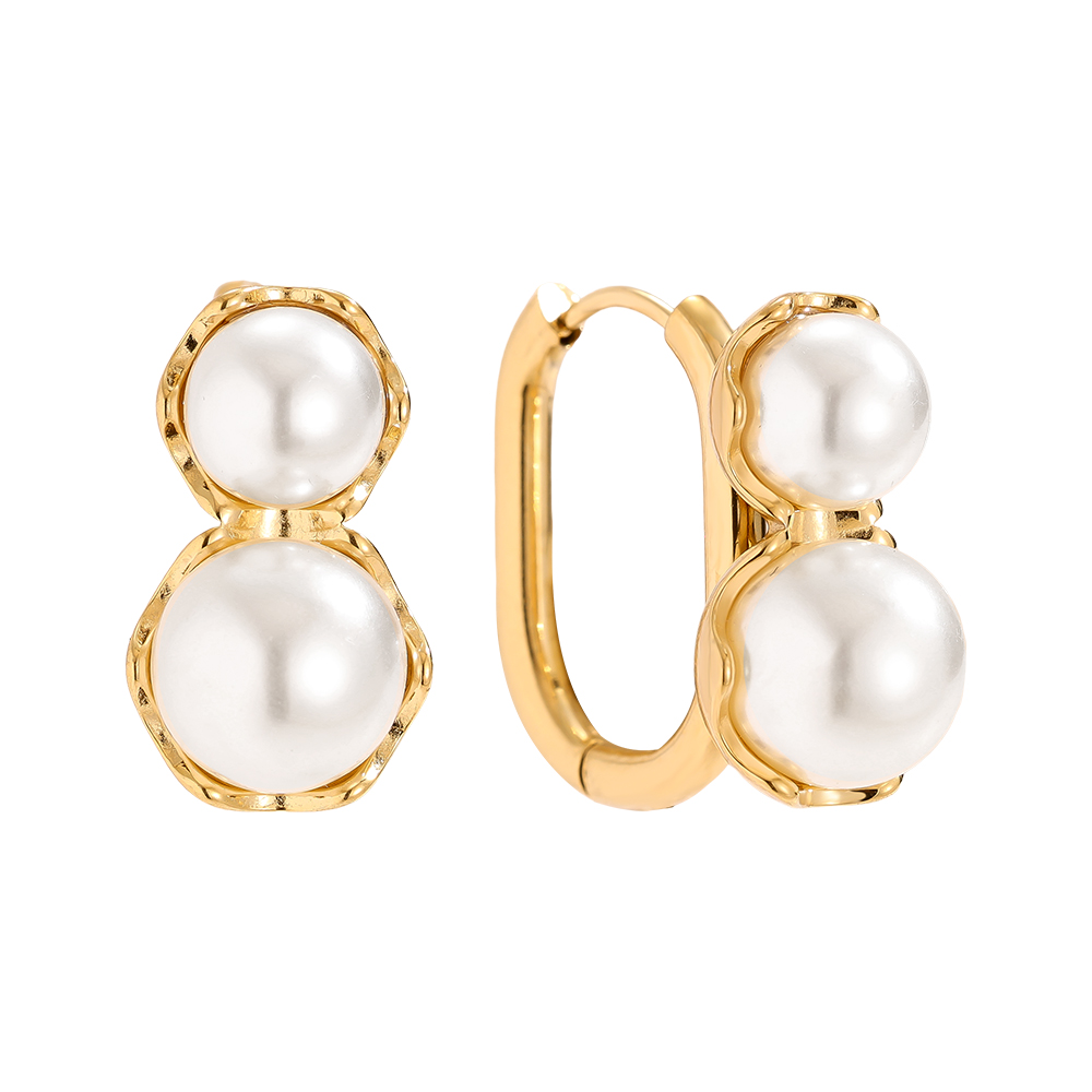Stainless steel earrings 20mm double pearls