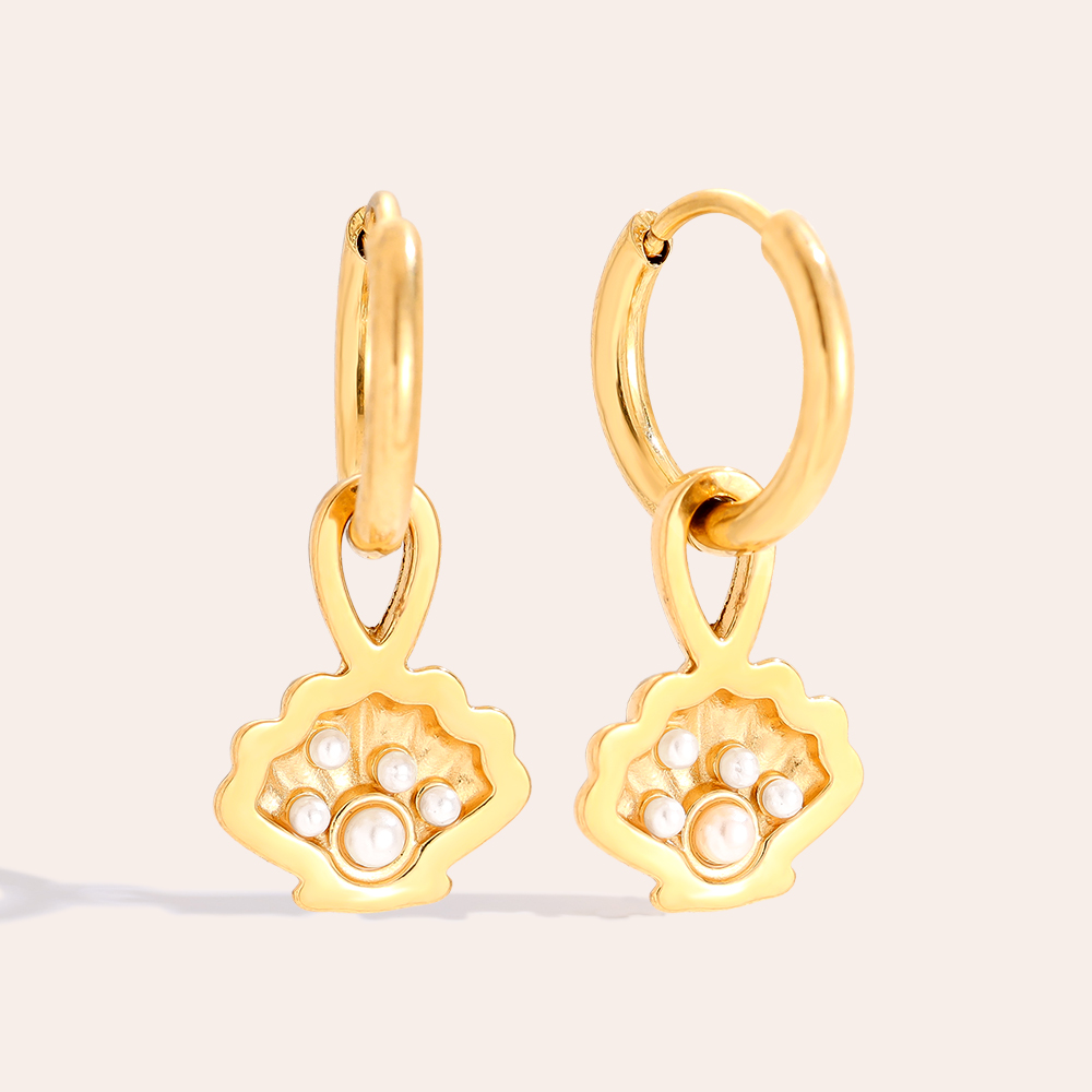 Stainless steel earrings 2.3cm Shell And Pearl
