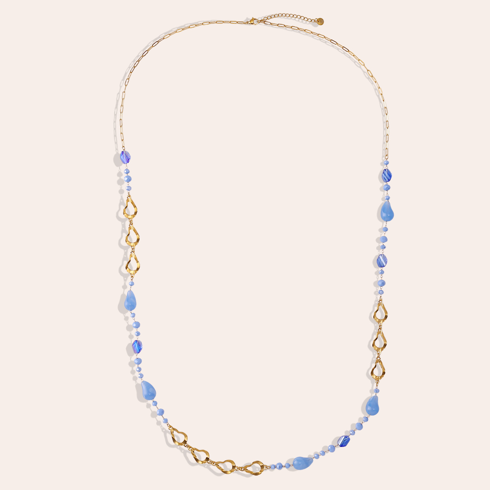 Stainless steel necklace 97cm resin drop and gold drop
