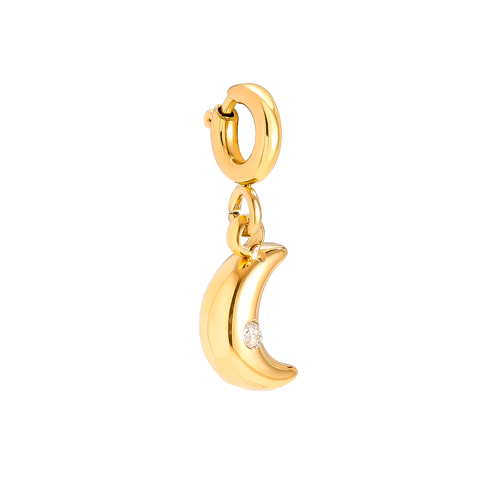 Stainless steel pendant 1cm Spring Clasp Moon