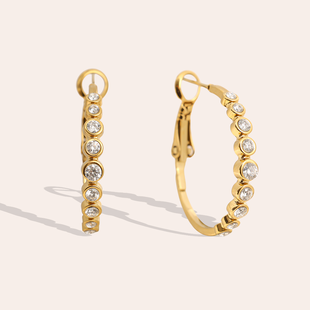 Stainless steel earrings 2.3cm Diamond Dots Hoop