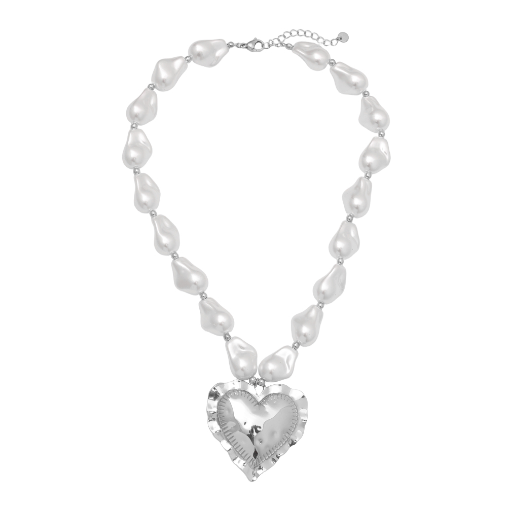 Stainless steel necklace 40cm Great Heart In Pearl Chain