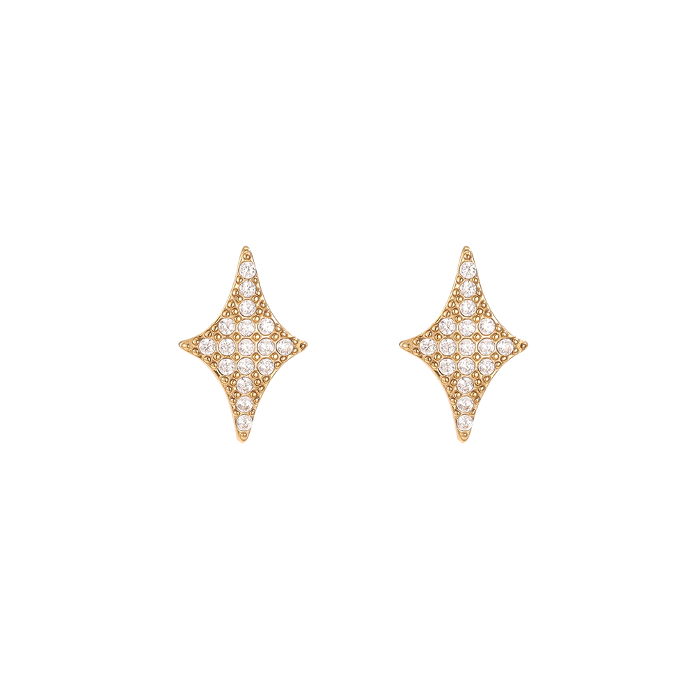 Stainless steel earrings 13mm blink star zirconia