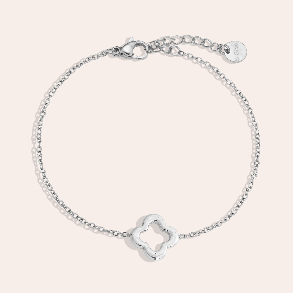 Stainless steel bracelet 16cm lucky shamrock
