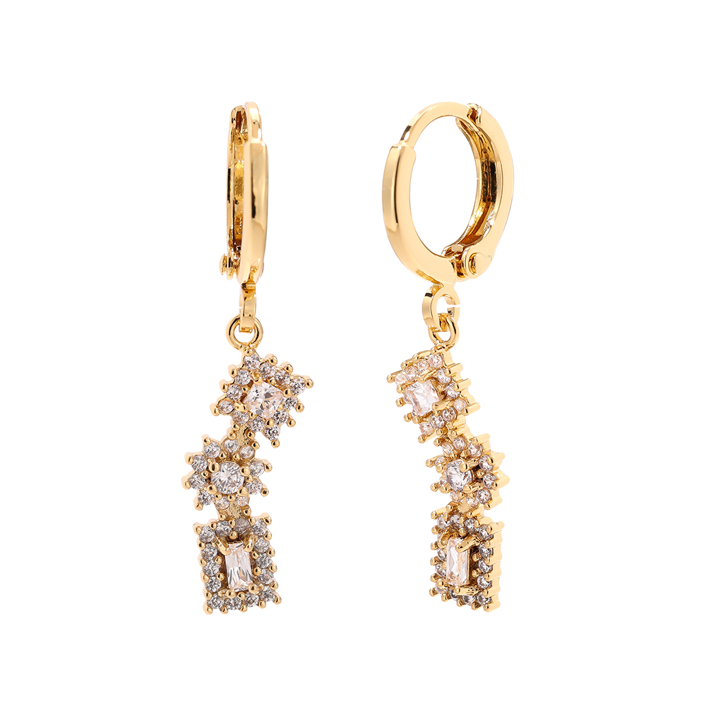 Gold-plated earrings 3.4cm Mini Cubes Diamond