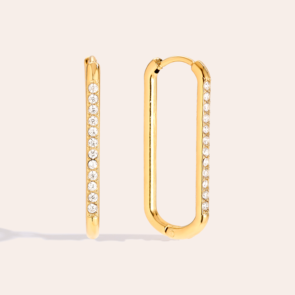 Stainless steel earrings 2.5cm Simple Diamond Hoop