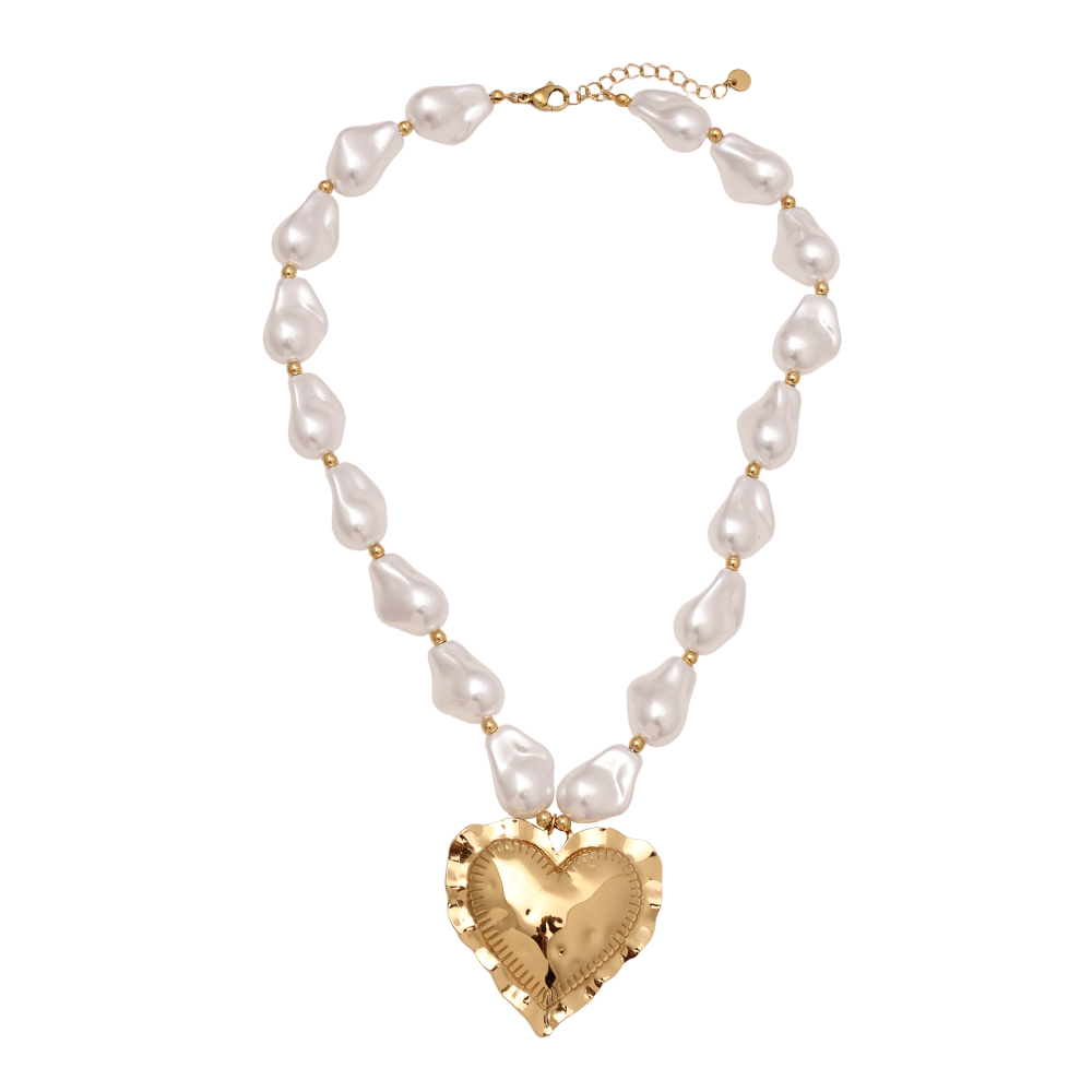Stainless steel necklace 40cm Great Heart In Pearl Chain