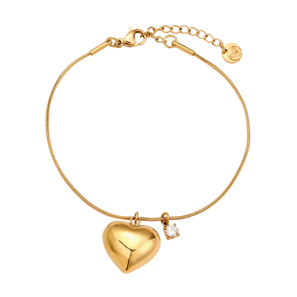 Stainless steel bracelet 16cm Heart And Diamond Dot