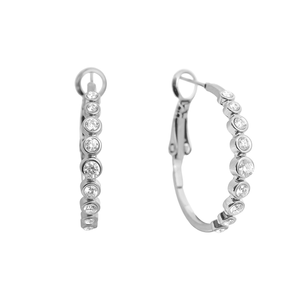 Stainless steel earrings 2.3cm Diamond Dots Hoop