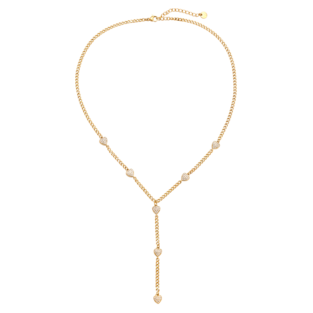 Stainless steel necklace 43cm heart links