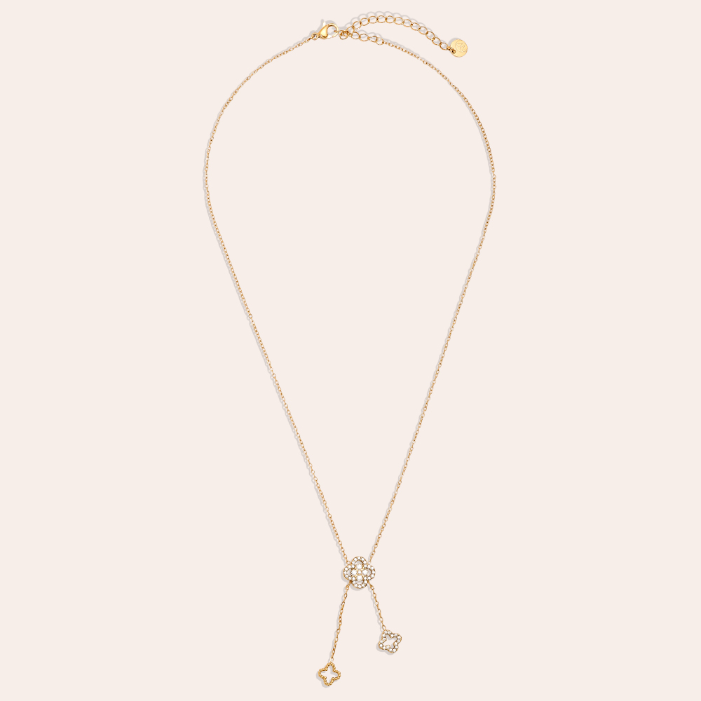 Stainless steel necklace 39cm Perfect Diamond Lucky Flower