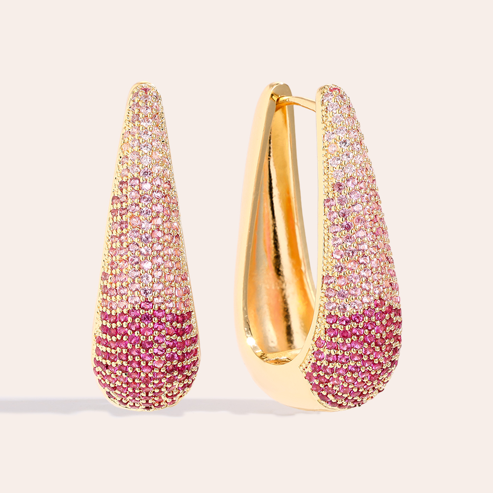 Gold-plated earrings 3.2cm Drop Diamond