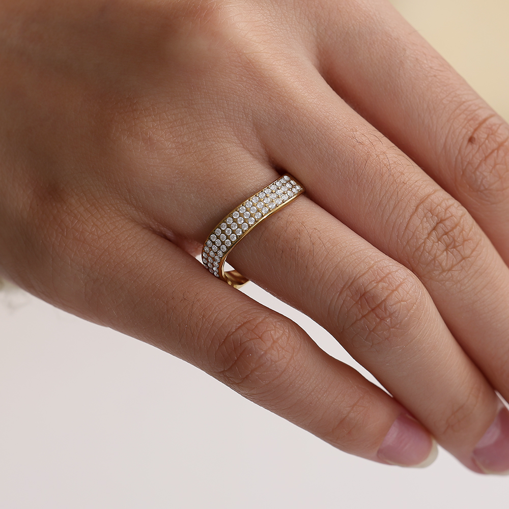 Stainless Steel Adjustable Ring with Simple Zirconia