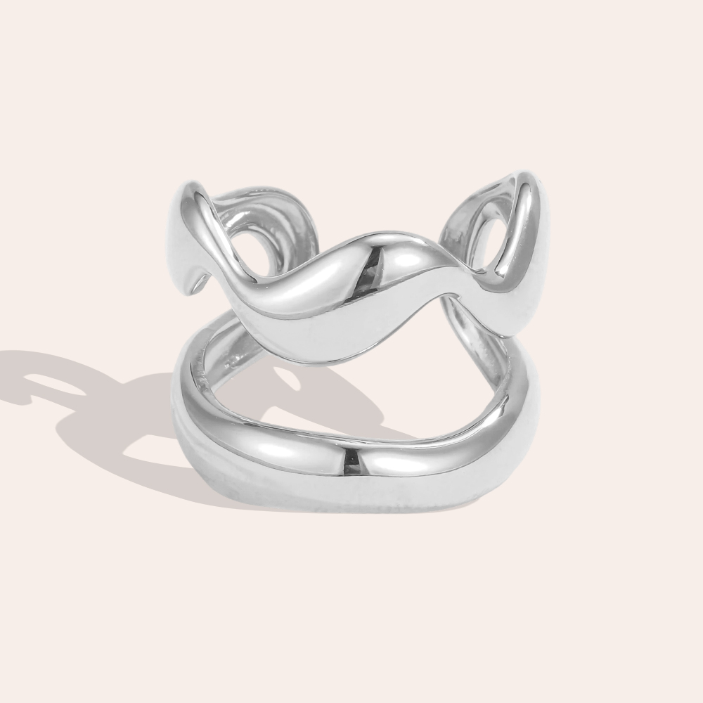 Stainless steel ring, adjustable, double-row