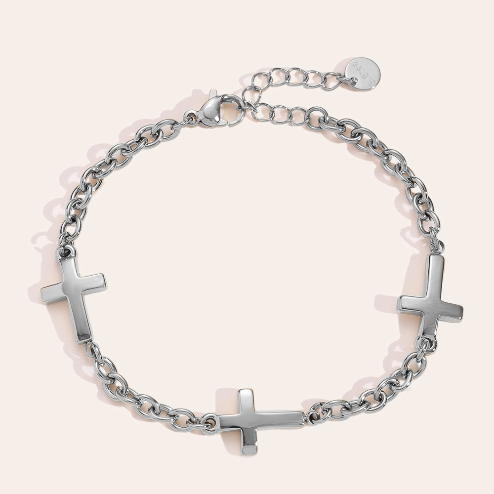 16cm Cross In Oval Chain stainless steel bracelet      