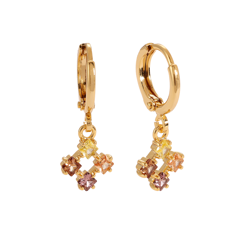 4 Mini Diamond Cubes Gold-plated Earrings   