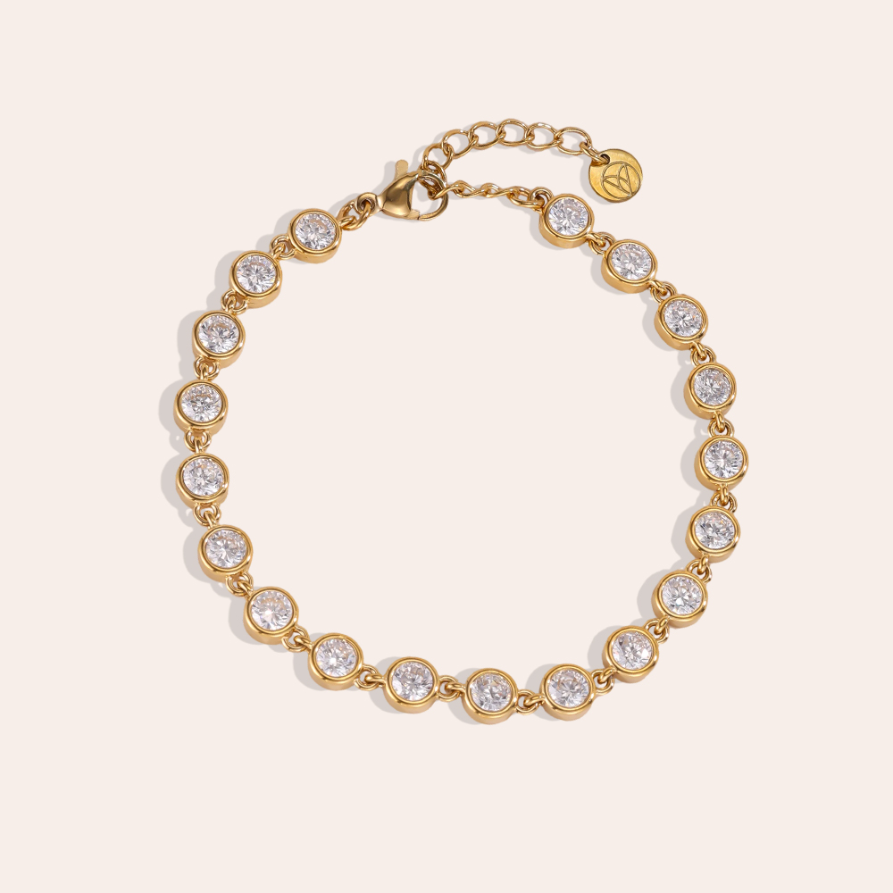 Stainless steel bracelet, 16cm, with a sparkling cubic zirconia chain
