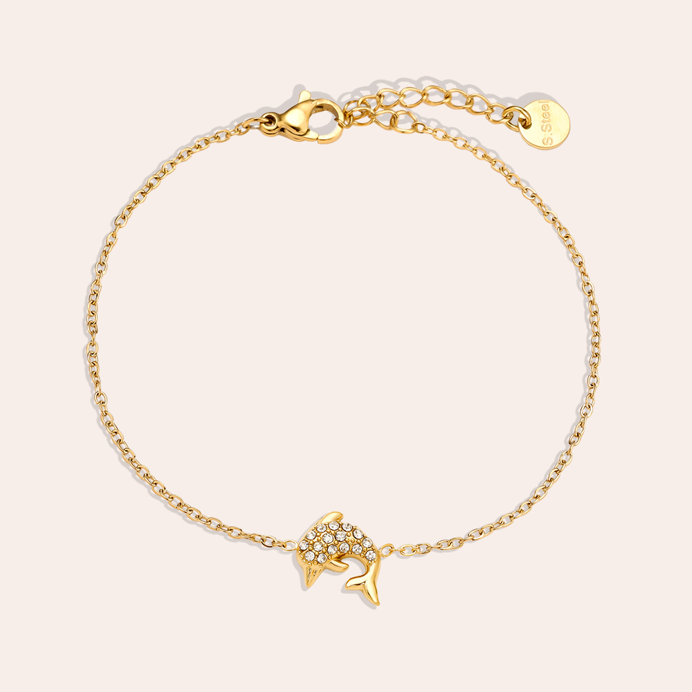 Stainless steel bracelet 17cm Diamond Dolphin