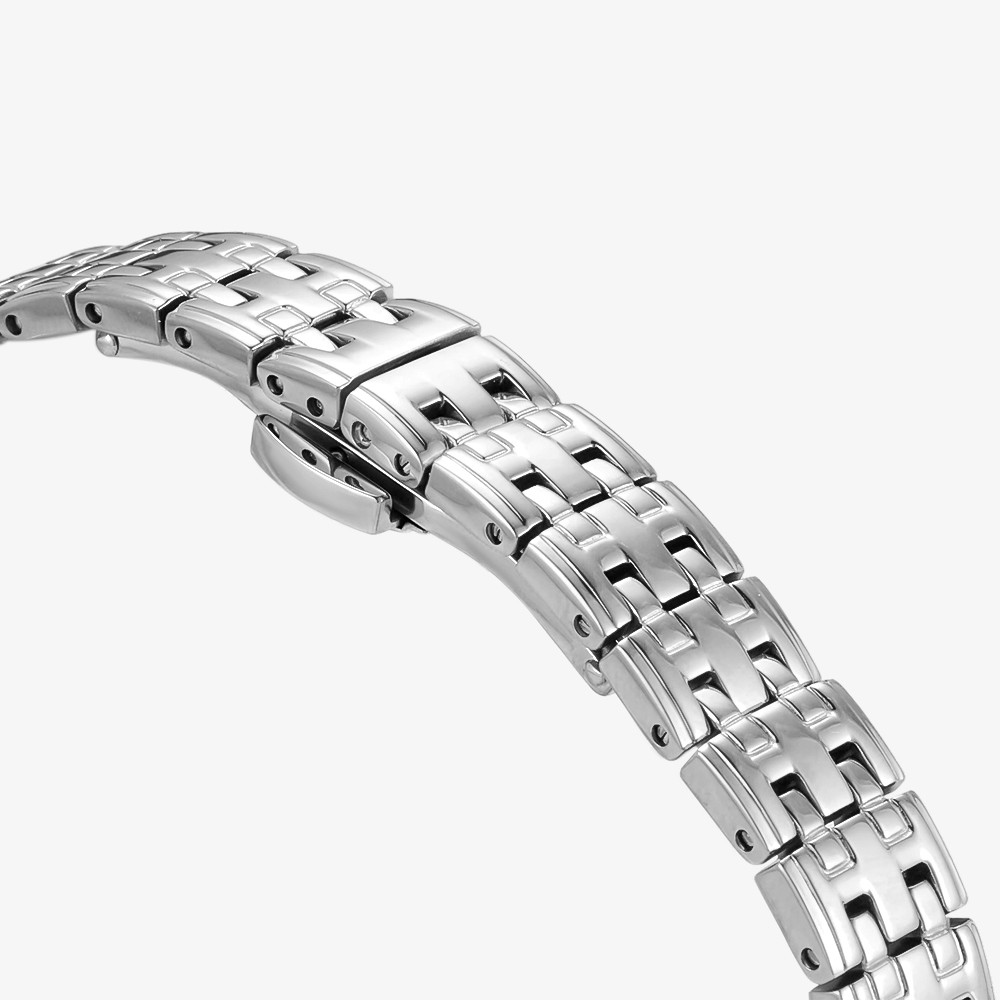 Stainless steel watch, cushion-shaped
