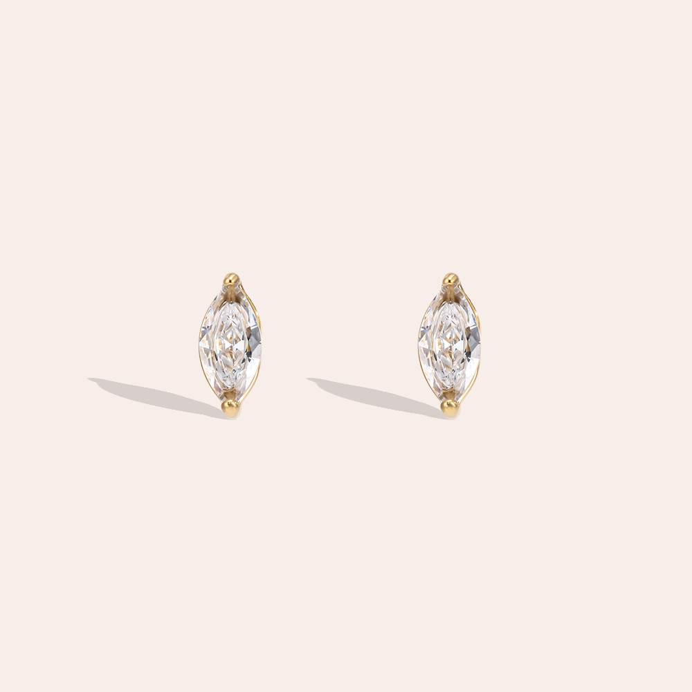 Stainless steel earrings, 2.9 mm, with cubic zirconia eyes 