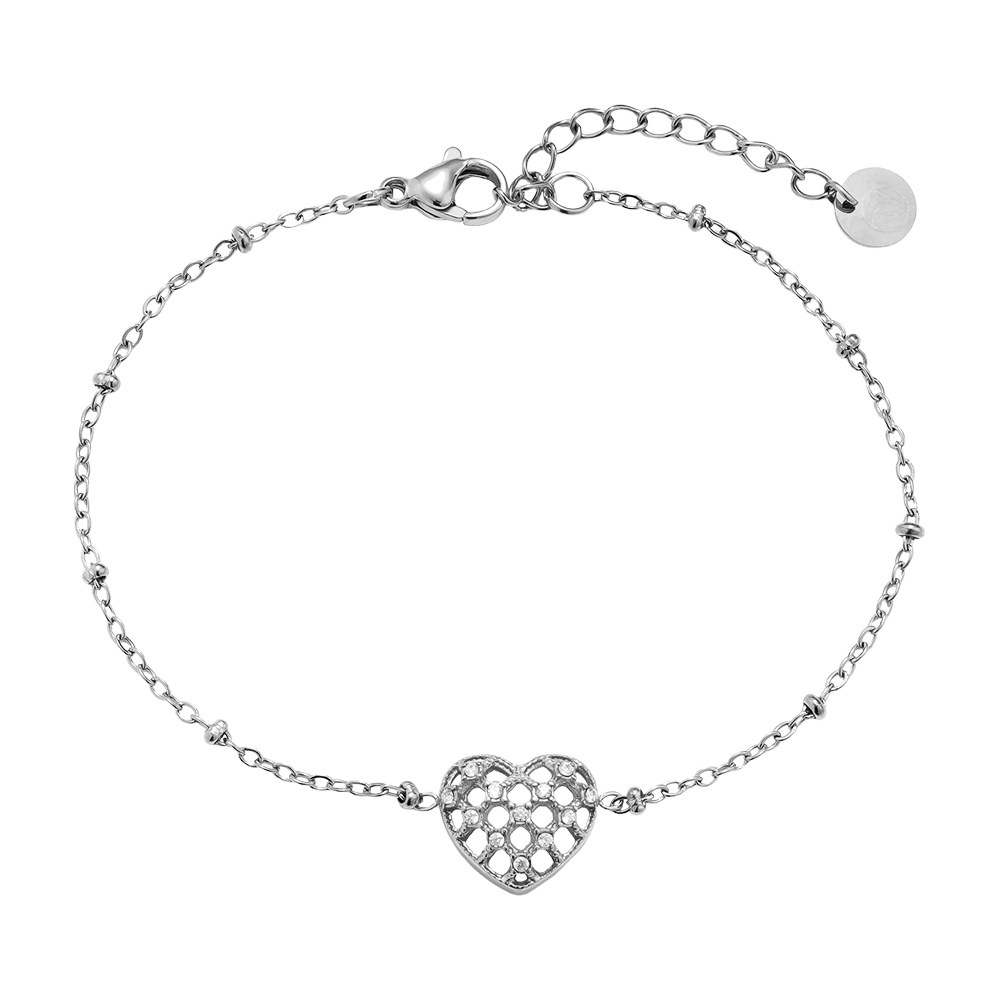 Stainless steel bracelet 17cm Pretty Diamond Heart