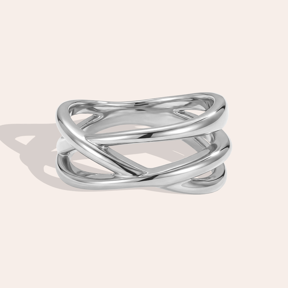 Stainless steel ring single crossed