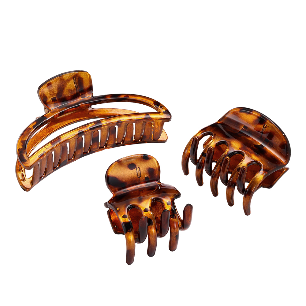 Set of 3 warm leopard-print hair clips    