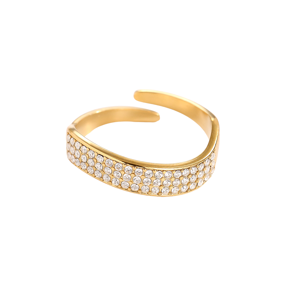 Stainless Steel Adjustable Ring with Simple Zirconia