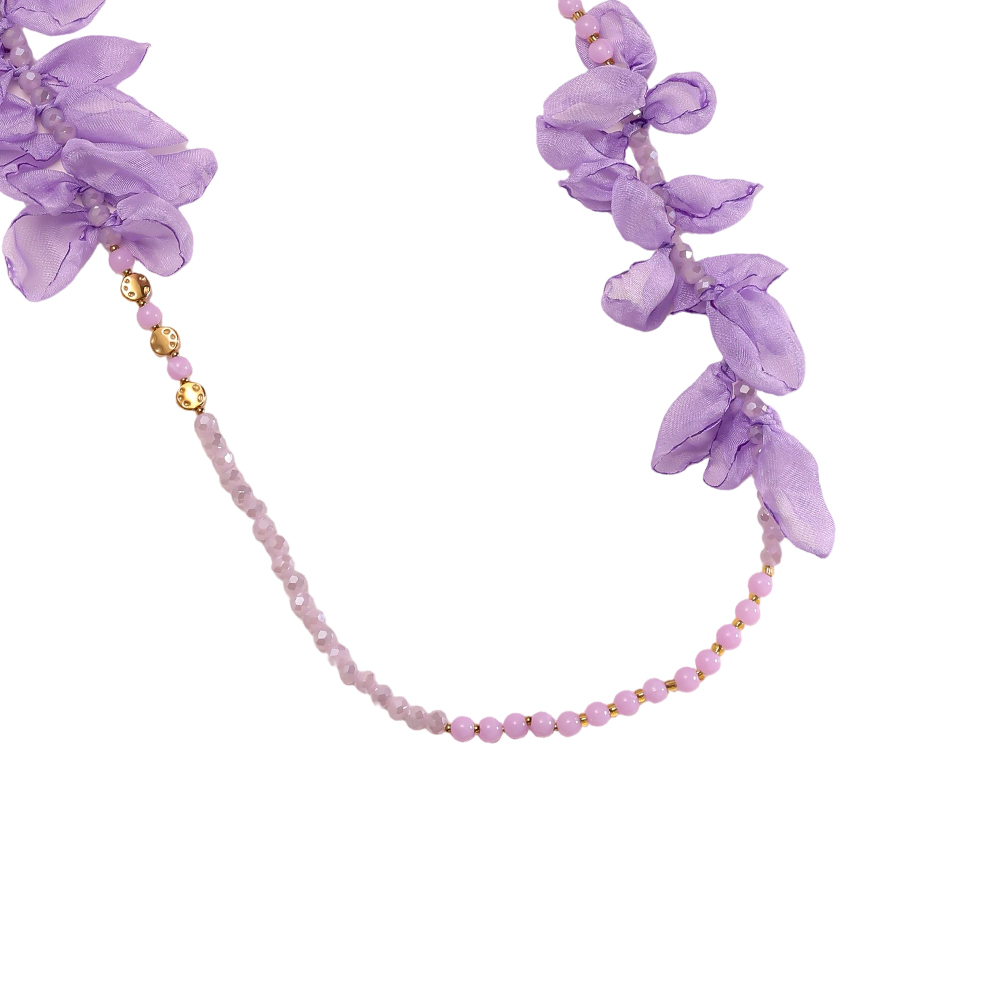 Stainless steel necklace 90cm crystal necklace with petals