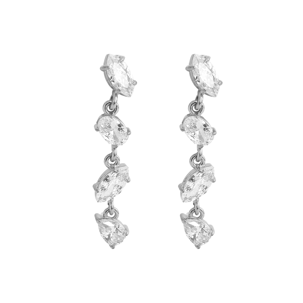 Stainless steel earrings 35mm minimalist pointed ovals