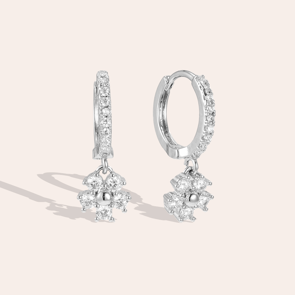 Gold-plated earrings 20mm zirconia flower    