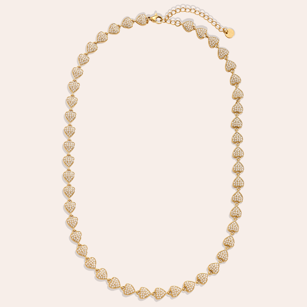 Stainless steel necklace 43cm Diamond Hearts Chain