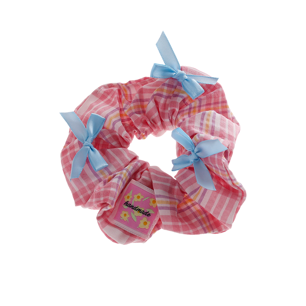 12*60mm checkerboard stiff bow scrunchie   