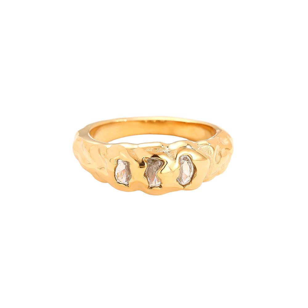 Stainless steel ring Three Diamonds