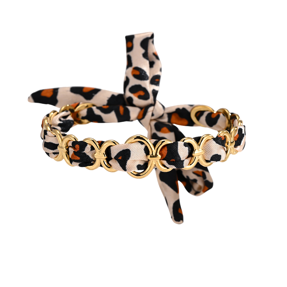 Stainless steel bangle, adjustable, leopard print