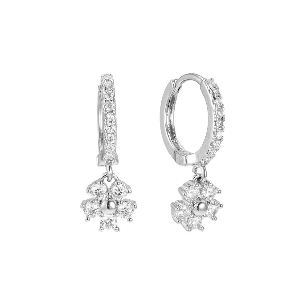 Gold-plated earrings 20mm zirconia flower    