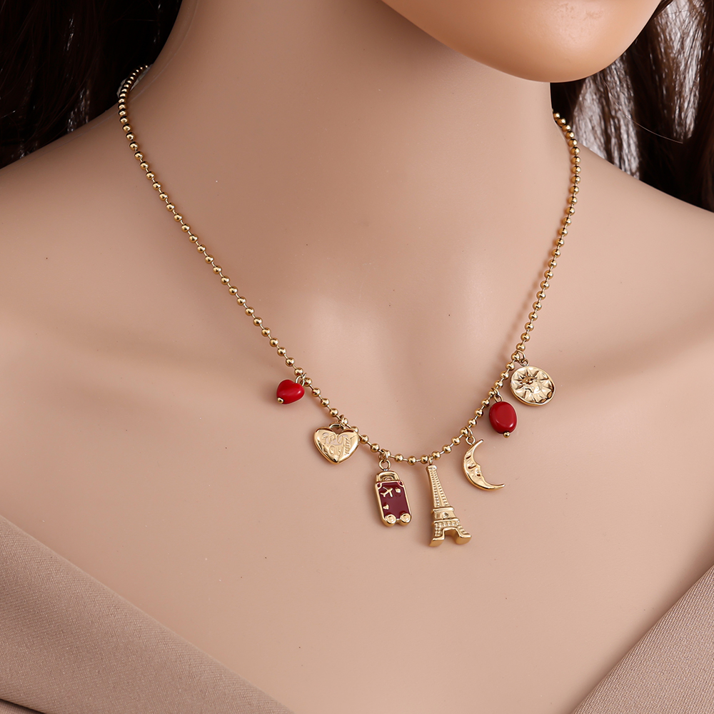 Stainless steel necklace 40cm Some Red Charms