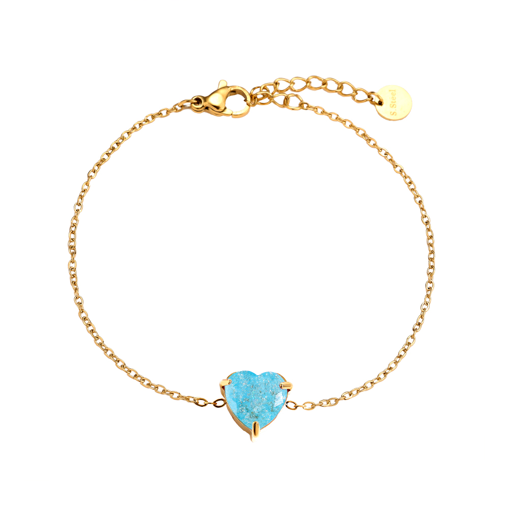 Stainless steel bracelet 16cm Multi Colour Diamond Heart