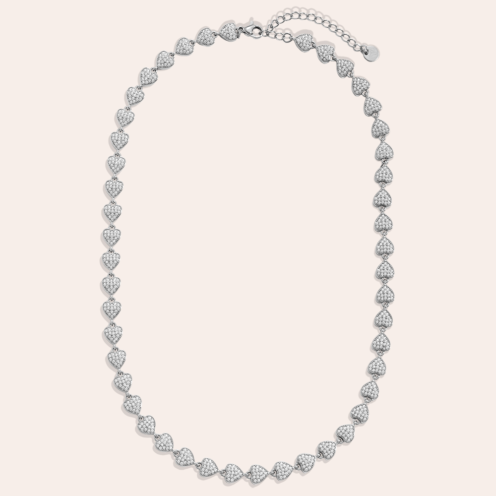 Stainless steel necklace 43cm Diamond Hearts Chain