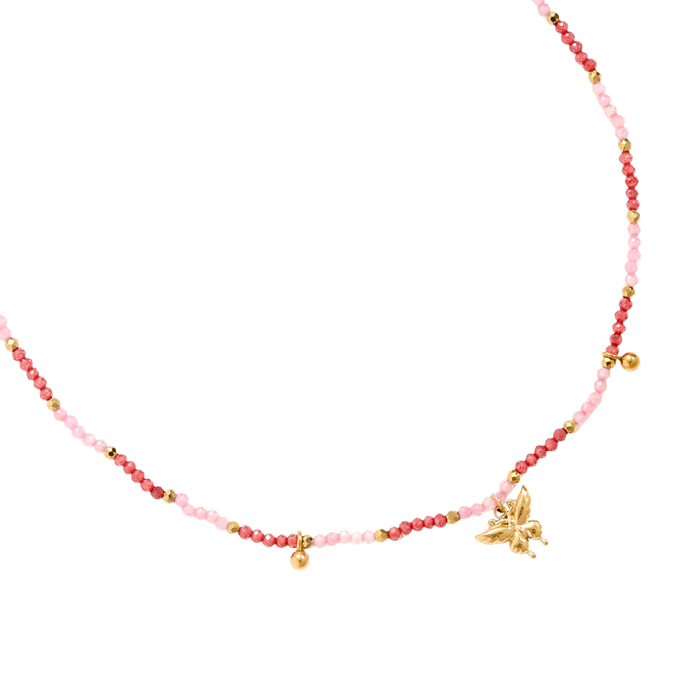 Stainless steel necklace 40cm crystal necklace with butterfly