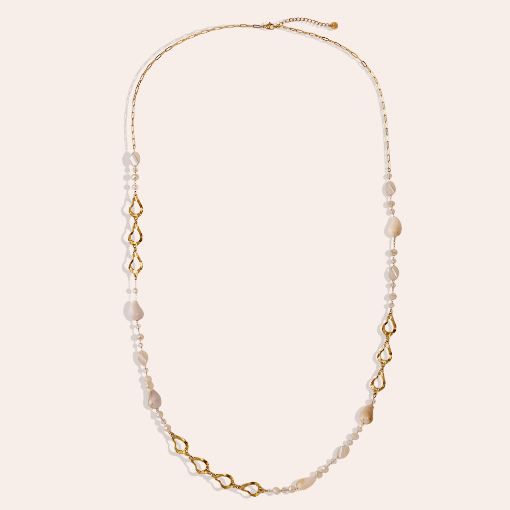 Stainless steel necklace 97cm resin drop and gold drop