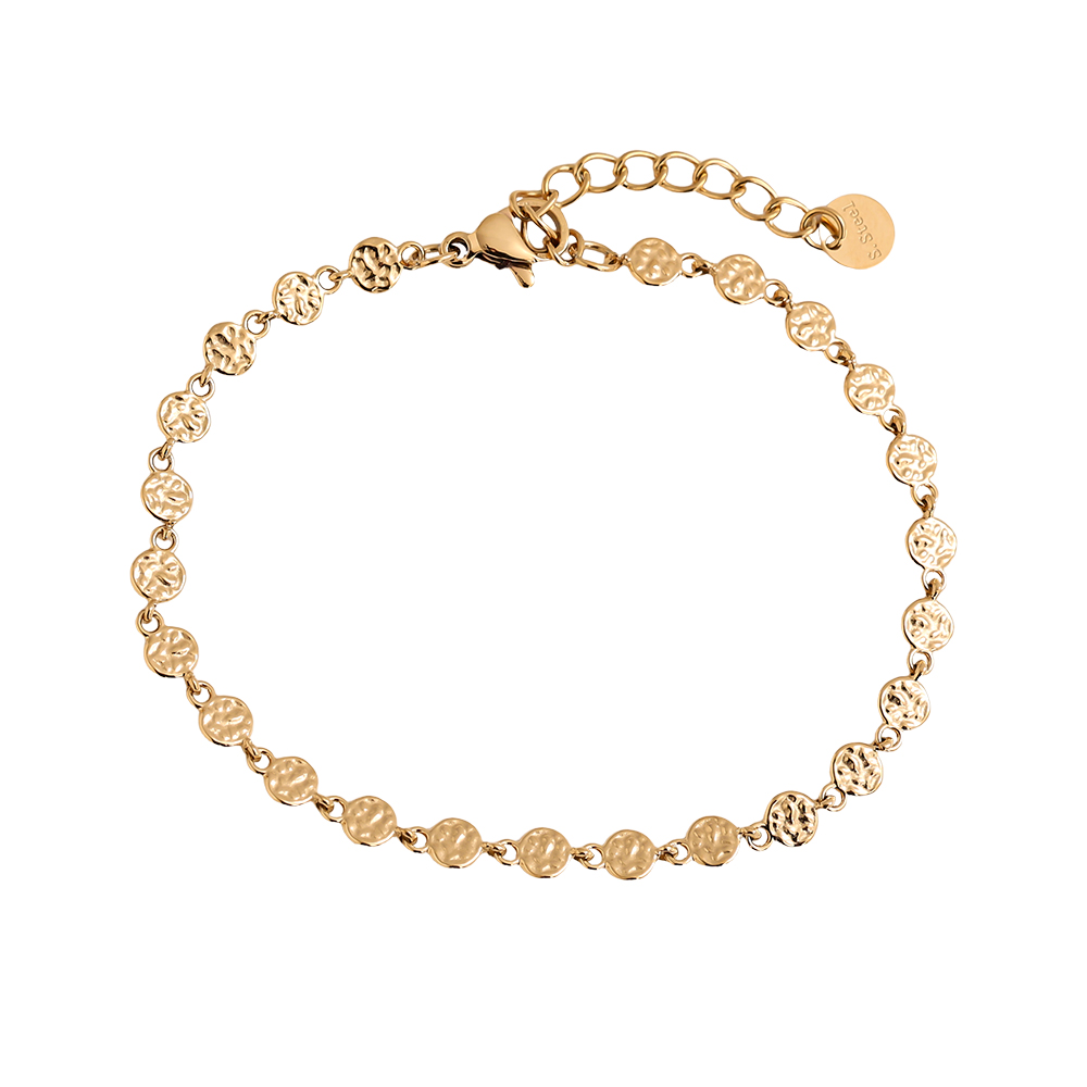 Stainless steel bracelet 17cm irregular small disc
