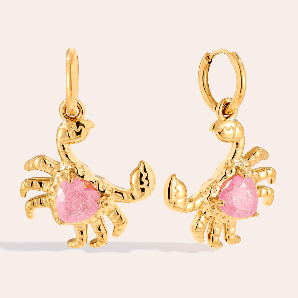 Stainless steel earrings 3.3cm Crab And Diamond